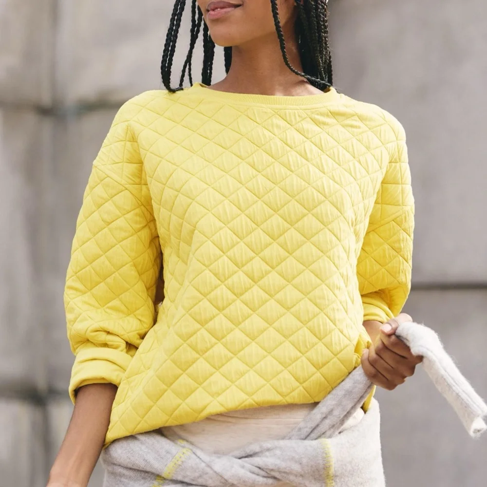 Anthropologie Yellow Quilted Pullover - Picture 1 of 5